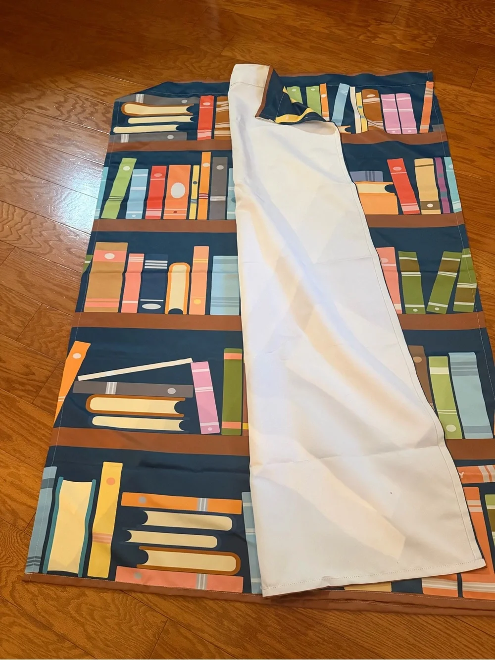 Colorful Bookshelf Print Curtains - super cute!
